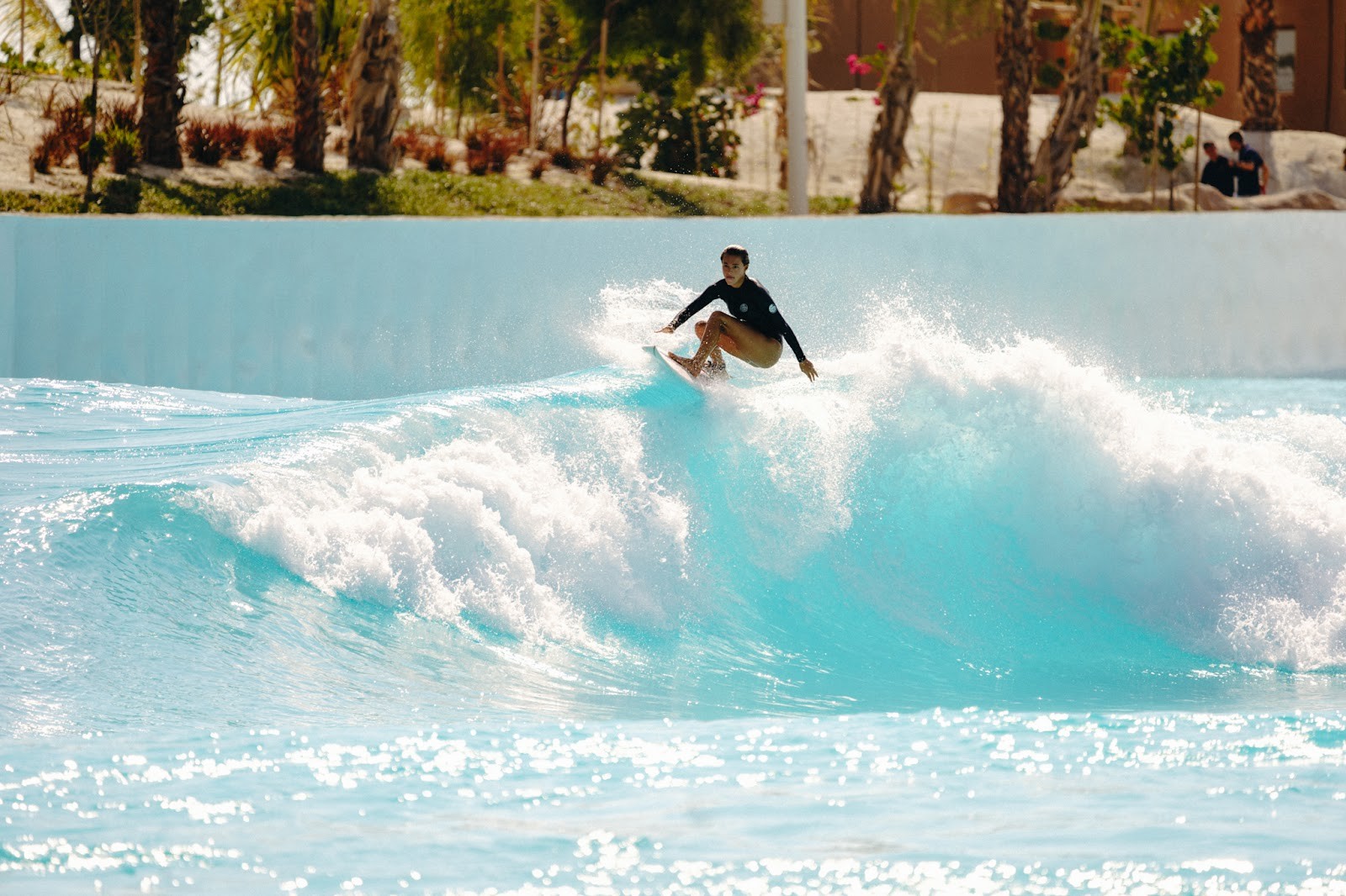 Aerial view of the surf park at The Point Surf Park in Fellsmere, Florida