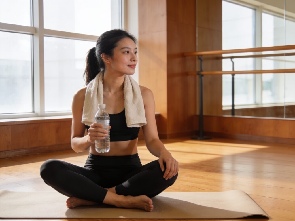 Guest relaxing after a wellness session at The Point Surf Park